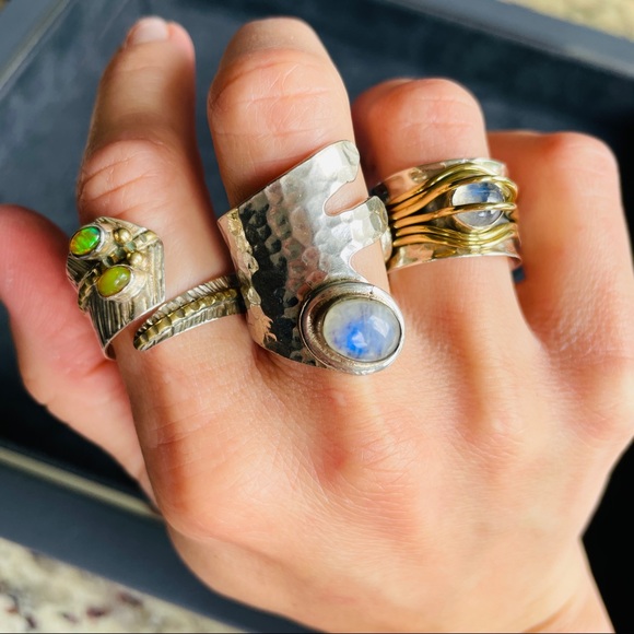 🤍 Stunning Moonstone & Opal Silver Rings 🤍 - Picture 1 of 17